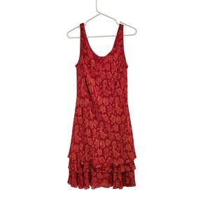 Vintage 90's Eva Blue Floral Ruffle Asymmetrical Sheath Dress Pink Size 12